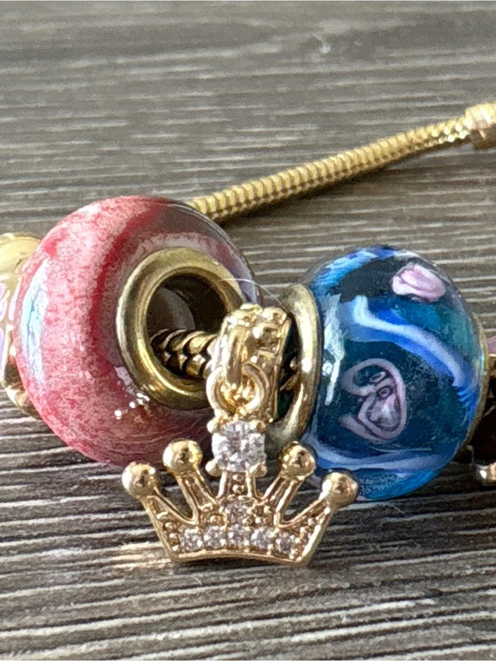 Princess Girl Bracelet Gold Color Crown Girly Charms